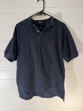 Vintage 90s Polo Ralph Lauren Charcoal Grey Short Sleeve Knit Polo Shirt Size M